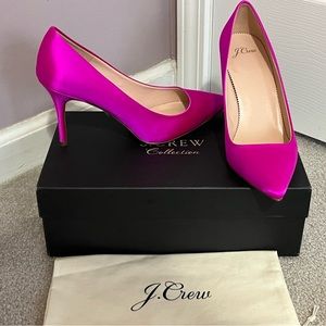 Like New Collection J Crew Elsie Pump in Satin with Glitter Sole, Ss 9